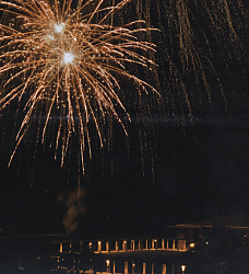 Fireworks against black sky